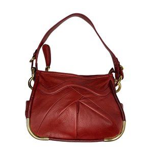 B Makowski Red Leather Purse Handbag Shoulder Bag 13x9x5